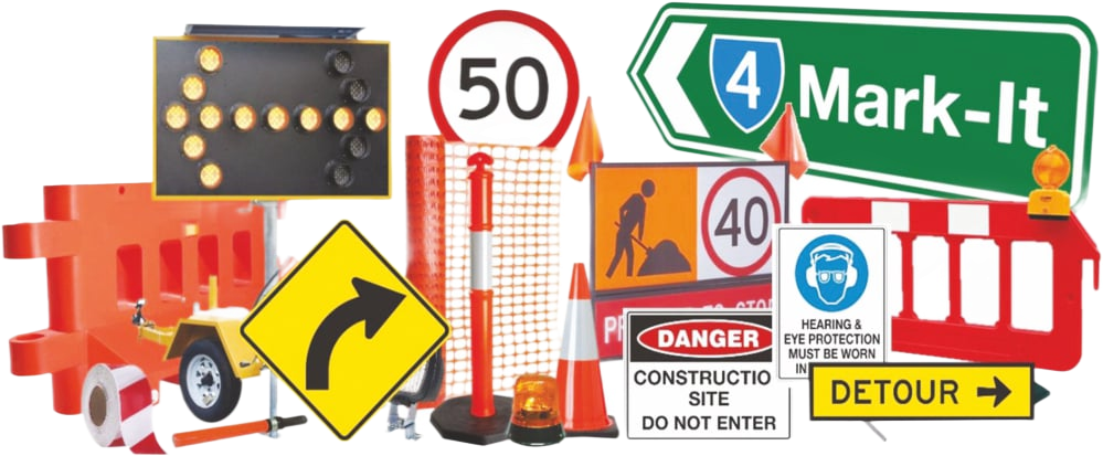 Road and traffic safety signs, barriers, cones, and warning equipment
